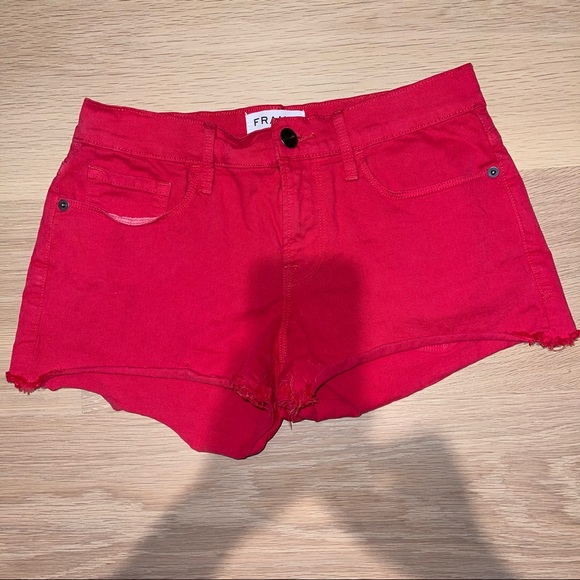 Frame Le Cutoff Shorts Vintage Red 25 - Picture 10 of 13